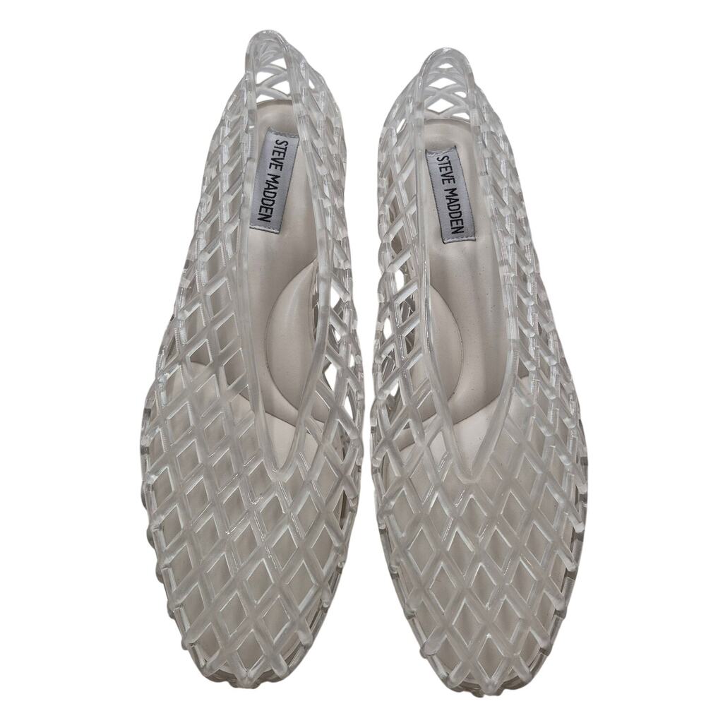 Steve Madden jelly flats clear woven cage design sandals Women's size 9